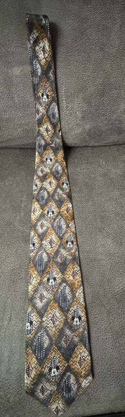 Mickey & Co Atlas Design Geometric Mickey Mouse Silk Neck Tie